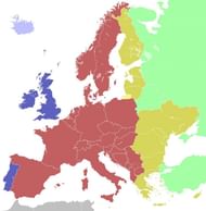 European timezones being colored coded for convenience (Image via Wikipedia)